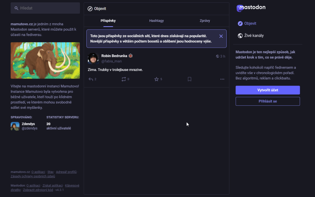 Migrace Mastodon účtu